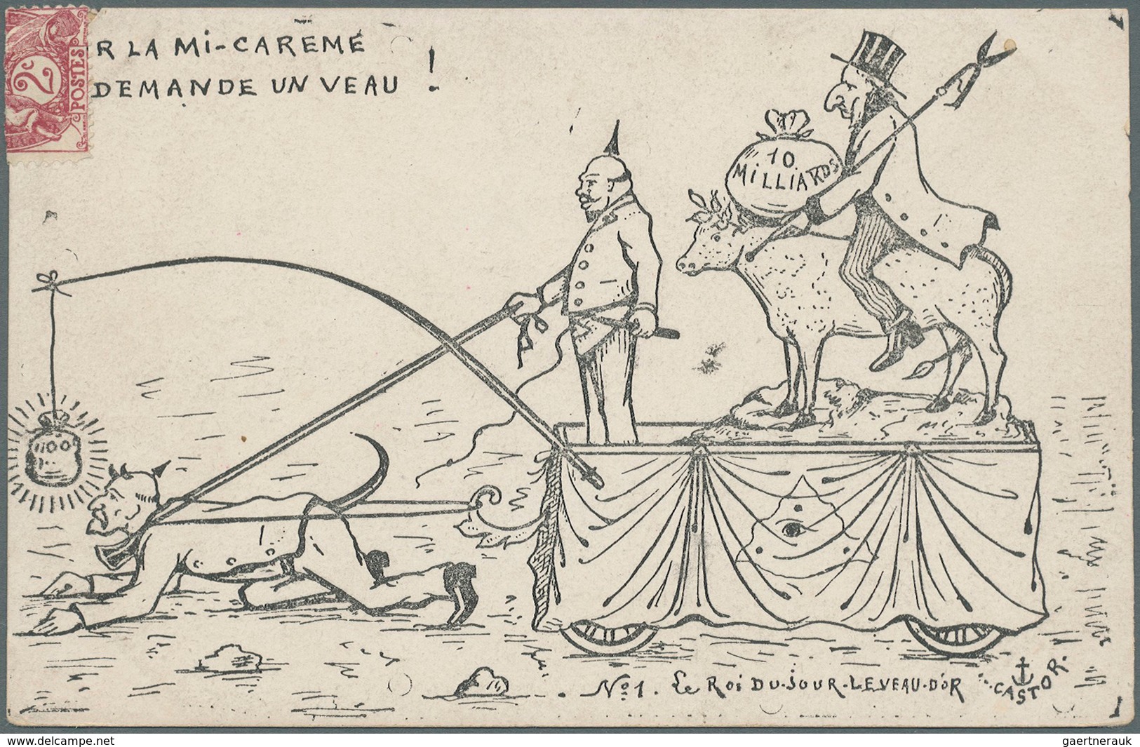 Ansichtskarten: Künstler / Artists: CASTOR, 18 Karten zur Geschichte Frankreichs und den Beziehungen
