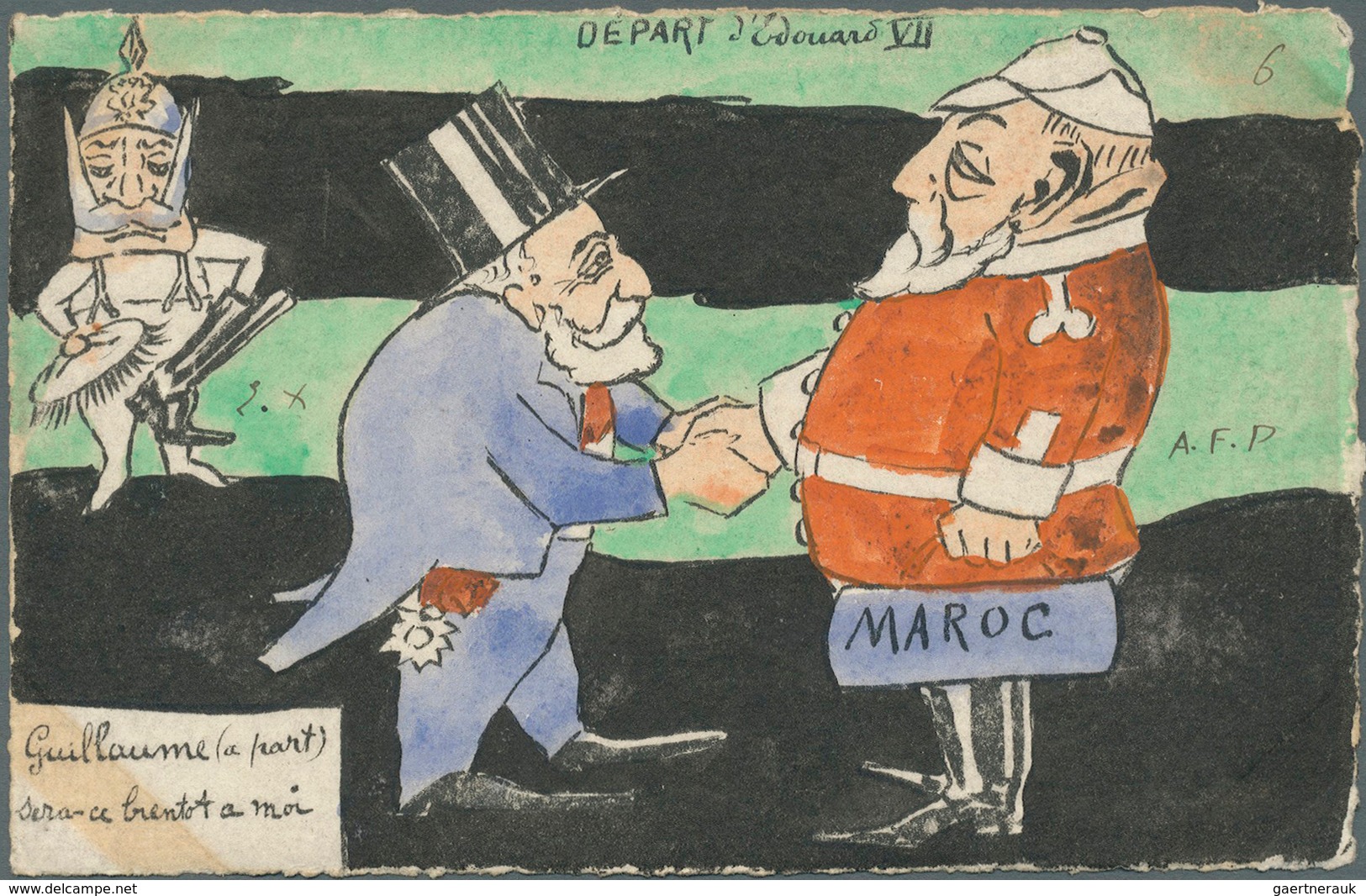 Ansichtskarten: Künstler / Artists: DELAMARRE, A. F. 30 dekorative politische Karikaturen ca. aus de
