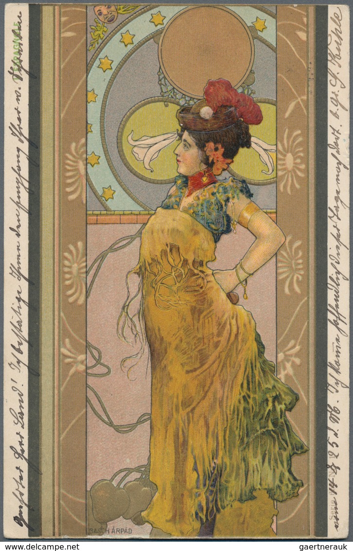 Ansichtskarten: Künstler / Artists: JUGENDSTIL, Kleines Konvolut Mit 10 Eleganten Jugendstilkarten M - Ohne Zuordnung