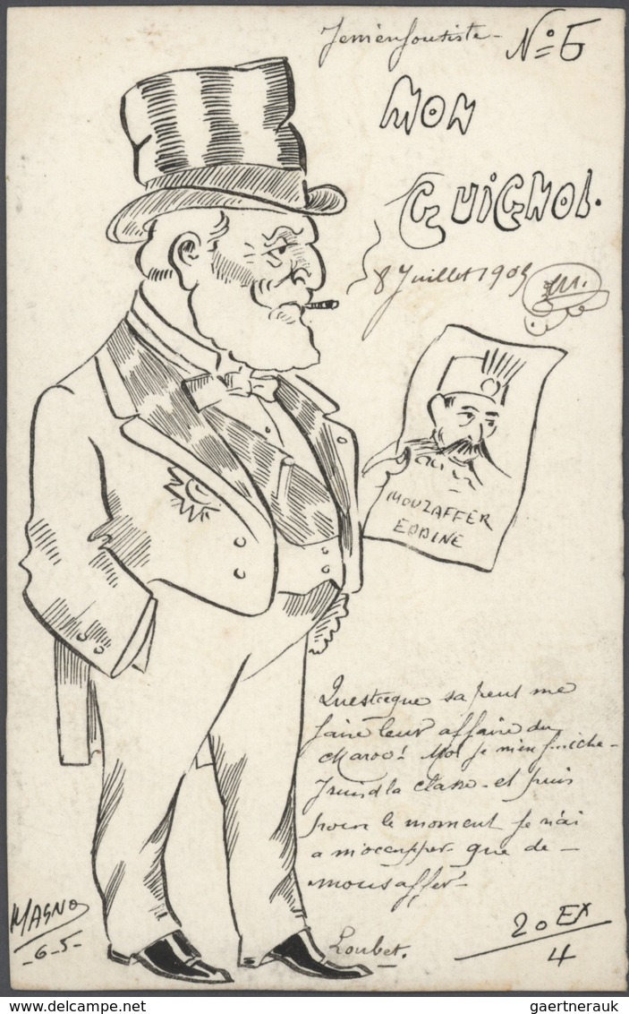 Ansichtskarten: Künstler / Artists: MAGNO, "Mon Guignol" U. A., 22 Handkolorierte Karten Zur Französ - Unclassified