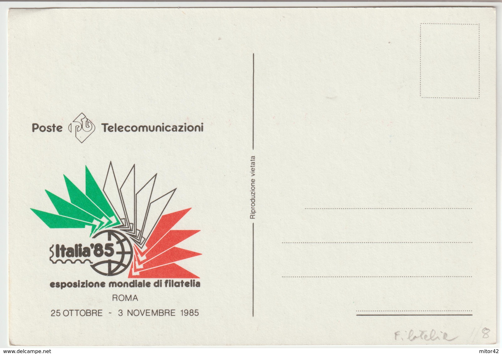 8-Filatelia-Esposizione Mondiale Italia 85-Poste E Telecomunicazioni - Briefmarken (Abbildungen)