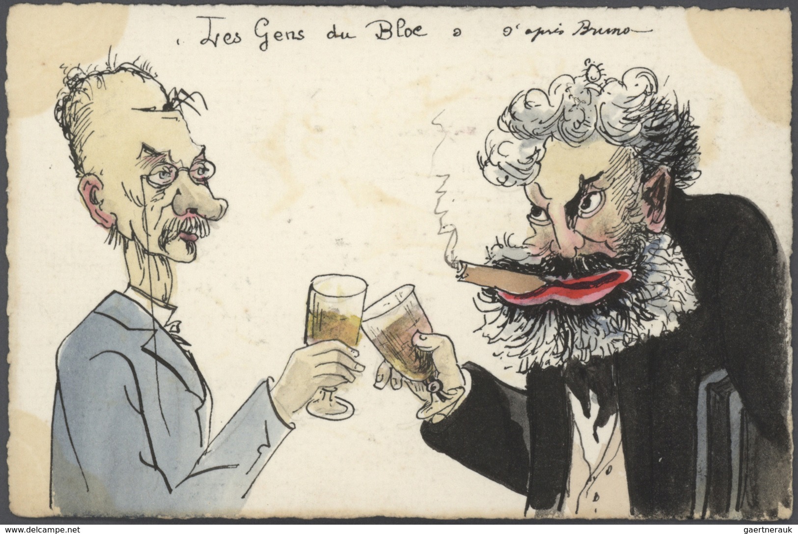 Ansichtskarten: Künstler / Artists: ST. LUFUY, Eine Sammlung Von 63 Handgemalten Karikaturen Um 1905 - Ohne Zuordnung