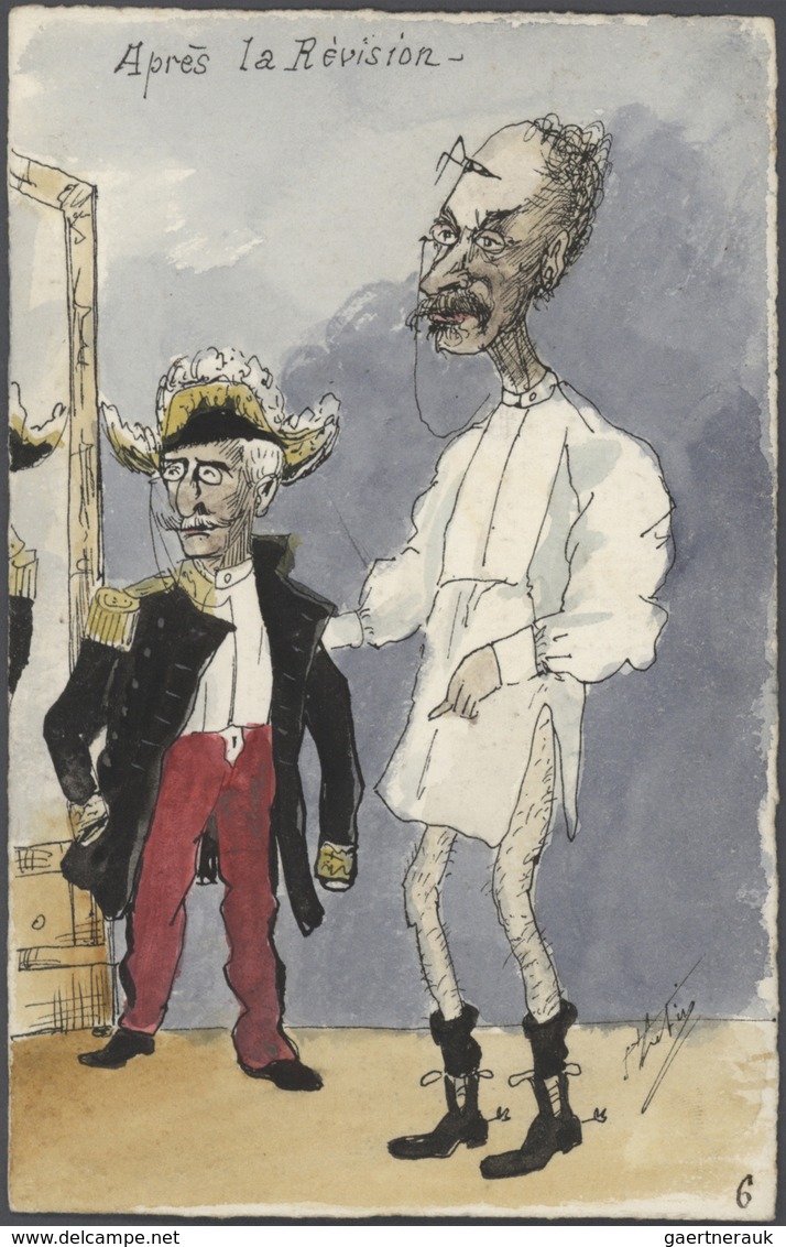 Ansichtskarten: Künstler / Artists: ST. LUFUY, Eine Sammlung von 63 handgemalten Karikaturen um 1905