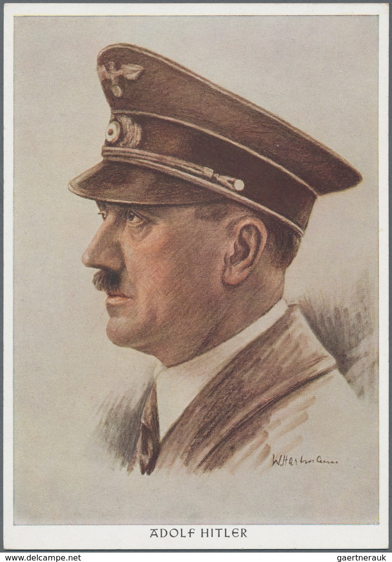 Ansichtskarten: Propaganda: 1937/1943, Adolf HITLER, Kleine Garnitur Mit 13 Propagandakarten, Gebrau - Political Parties & Elections