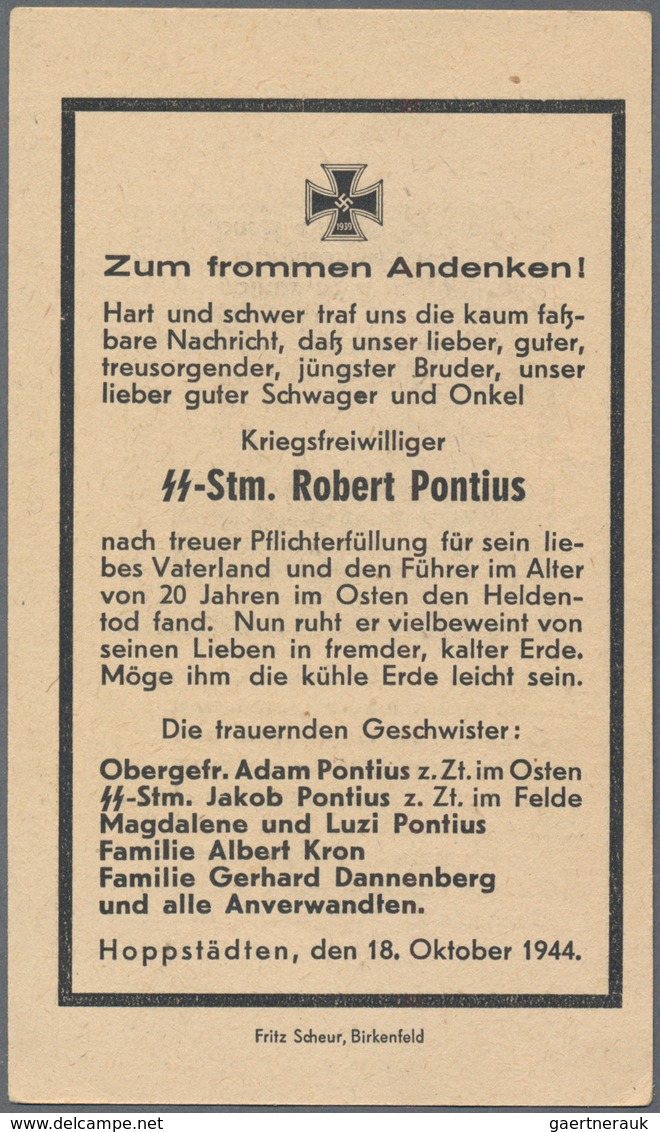 Ansichtskarten: Propaganda: 1937/1944, SS-Motive, 6 Historische Ansichtskarten Und 2 Sterbebilder Di - Parteien & Wahlen