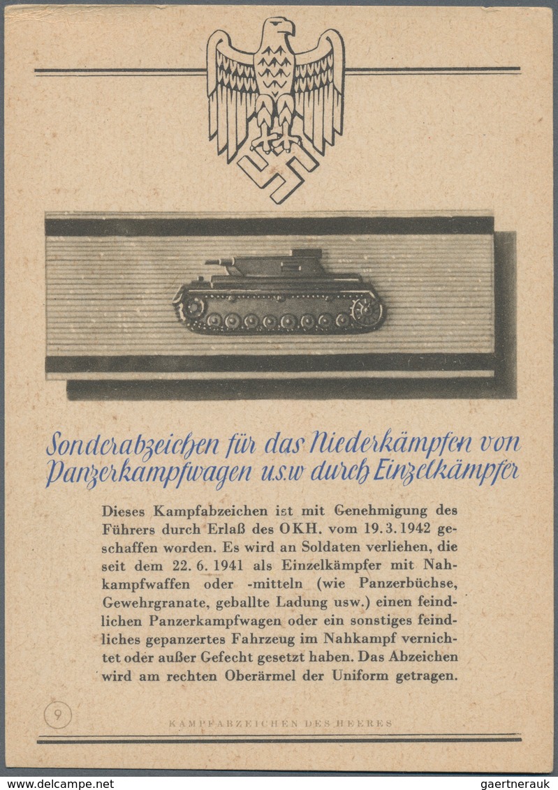 Ansichtskarten: Propaganda: 1940/1942, "Kampfabzeichen Des Heeres" 10 Großformatige Kolorierte Propa - Political Parties & Elections