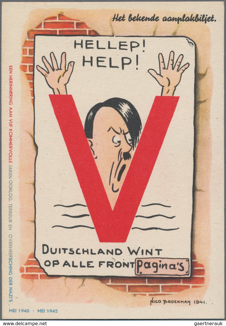 Ansichtskarten: Propaganda: ANTI-NS, 12 Niederländische Kolorierte Karikaturen, Sign. Broekman, Bis - Political Parties & Elections