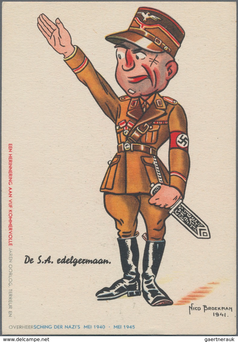 Ansichtskarten: Propaganda: ANTI-NS, 12 Niederländische Kolorierte Karikaturen, Sign. Broekman, Bis - Politieke Partijen & Verkiezingen
