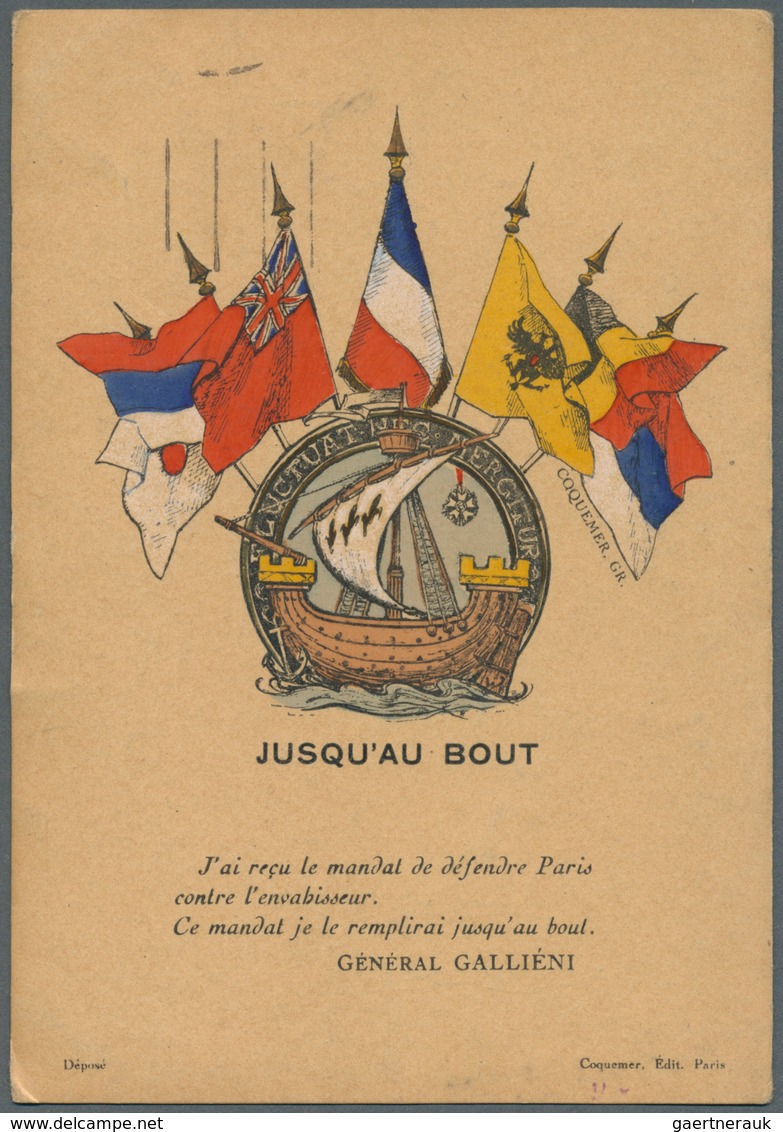 Ansichtskarten: Motive / Thematics: 1. WELTKRIEG / Flaggen, französische Sammlung "Au Drapeau" (Die