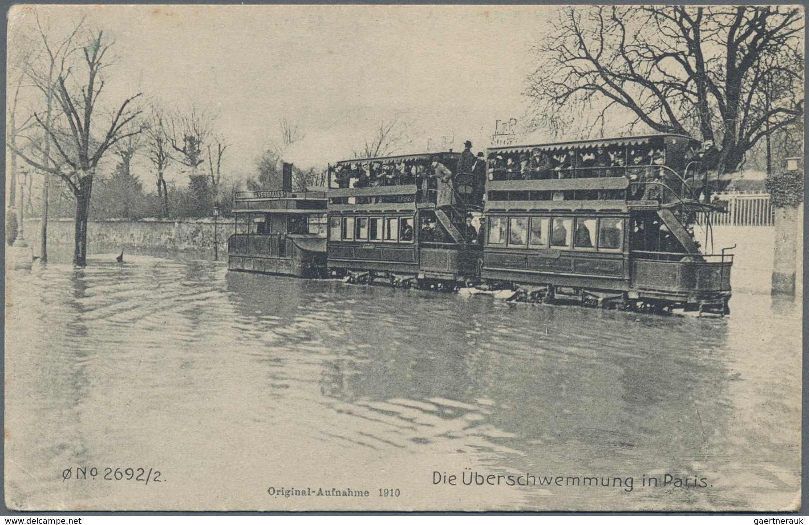 Ansichtskarten: Alle Welt: FRANKREICH, PARIS 1910 Hochwasser, 125 Historische Lichtdrucke Und Fotoka - Unclassified