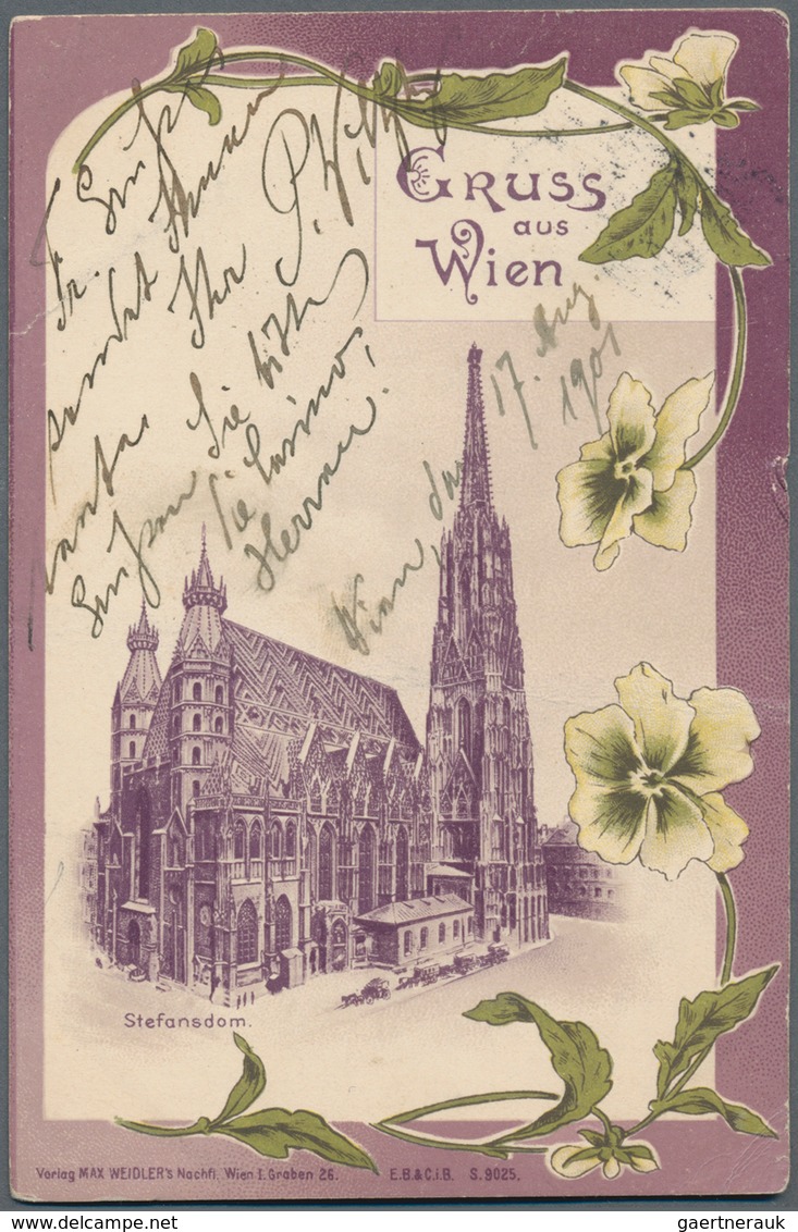 Ansichtskarten: Österreich: WIEN 1. BEZIRK / STEFANSDOM Mit Straßenbahnen Und Droschken. Karton Mit - Sonstige & Ohne Zuordnung