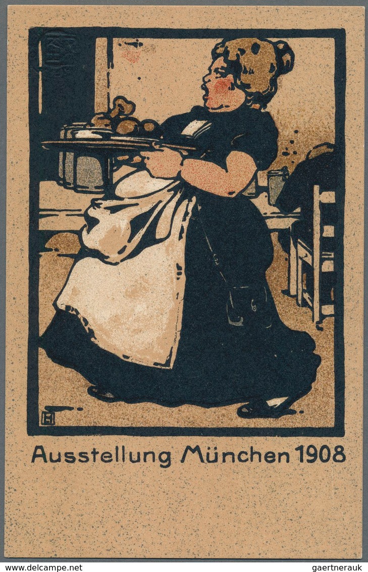 Ansichtskarten: Bayern: MÜNCHEN, Ausstellung 1908, Schachtel Mit Gut 100 Unterschiedlichen Ausstellu - Other & Unclassified