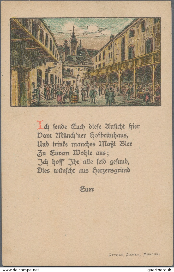 Ansichtskarten: Bayern: MÜNCHEN, Vier Sehr Frühe Kolorierte Historische Ansichtskarten HOFBRÄUHAUS, - Sonstige & Ohne Zuordnung