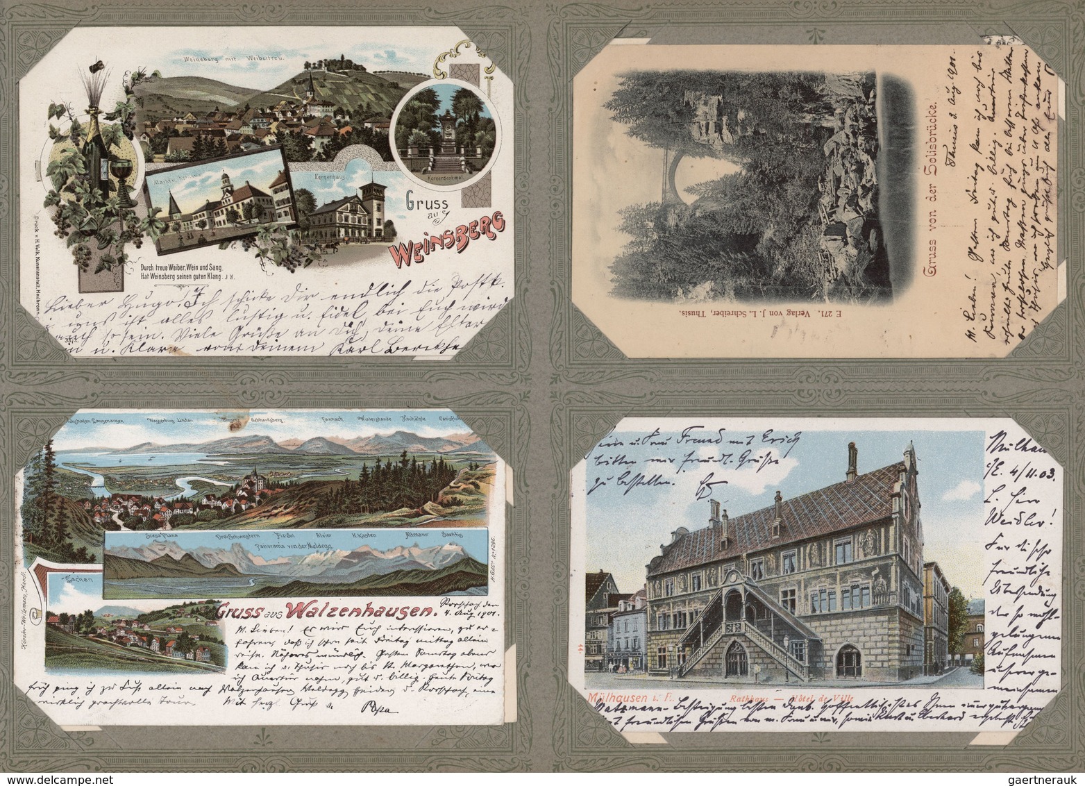 Ansichtskarten: 1895-1910, Altes AK-Album Mit über 200 Zumeist Topografischen Karten, Dabei Lithos, - 500 Postcards Min.