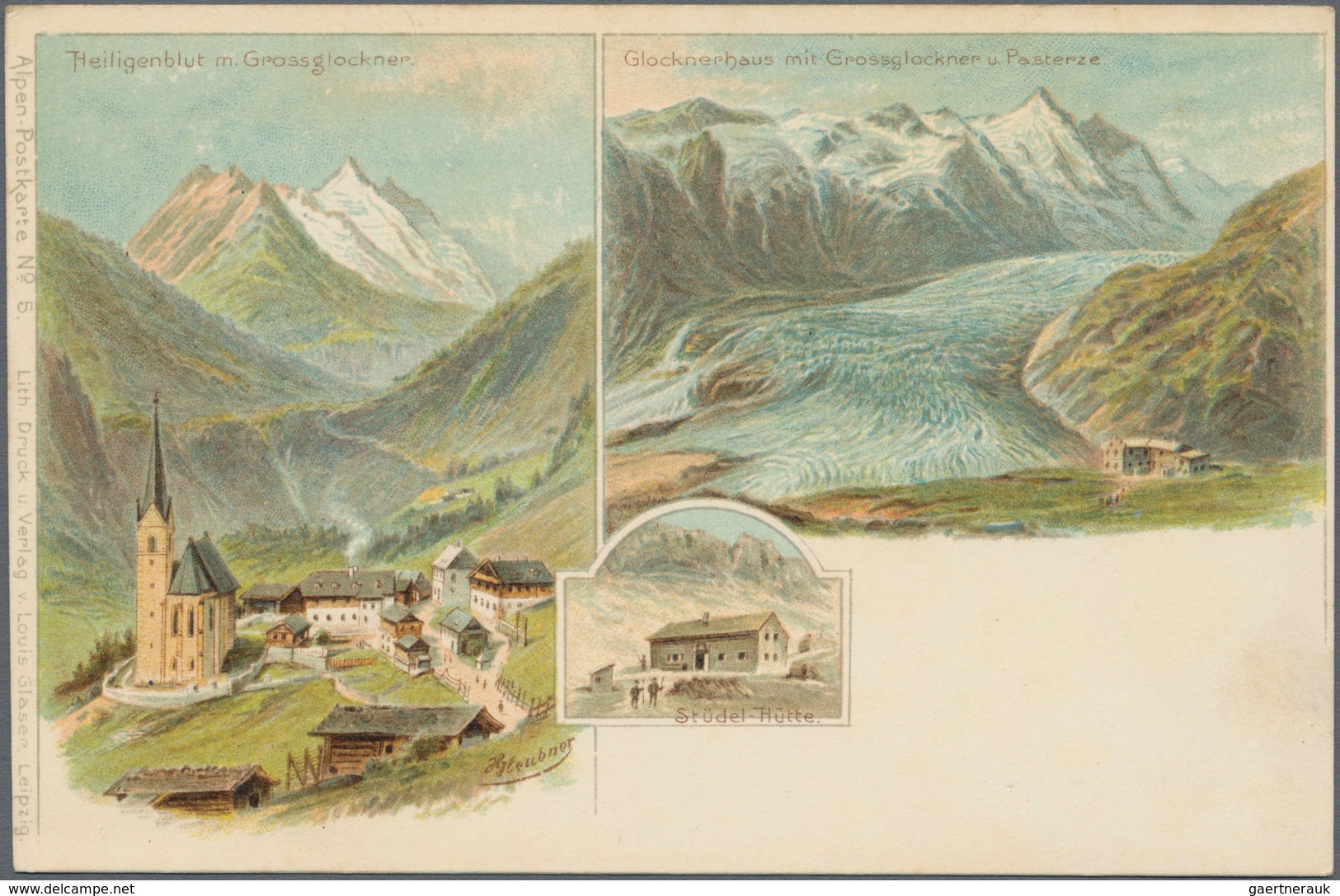 Ansichtskarten: ALPEN-POSTKARTE, Komplette 12er Serie, Kolorierte Lithographien Um 1900, Sign. Heubn - 500 Postcards Min.