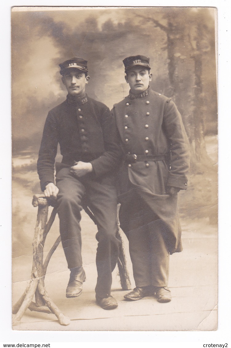 Carte Photo à Identifier Deux Militaires N°118 Infanterie ? Sur Col VOIR ZOOM R. Guilleminot Boesflug Et Cie Paris - Régiments