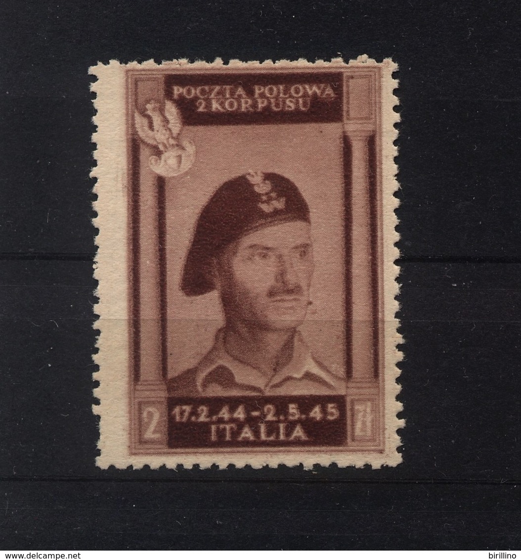 2700 -  Corpo Polacco In Italia - Gen. Anders - 2 Z. Carta Bianca Spessa S.g. - Bruno Rosso - Anno 1946 - 1946-47 Corpo Polacco Period