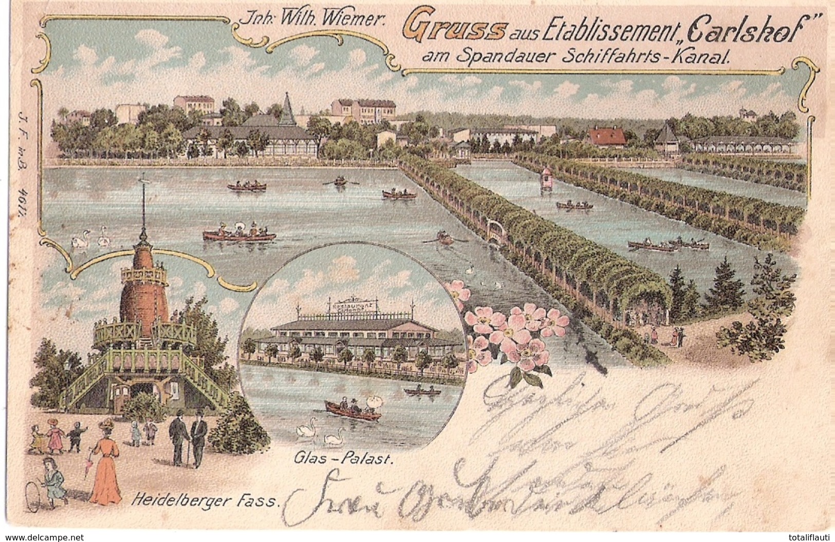 Berlin PLÖTZENSEE 27.7.1903 Friedländer Litho Gruss Aus Etablissement Carlshofam Spandau Er Schifffahrts Kanal - Ploetzensee