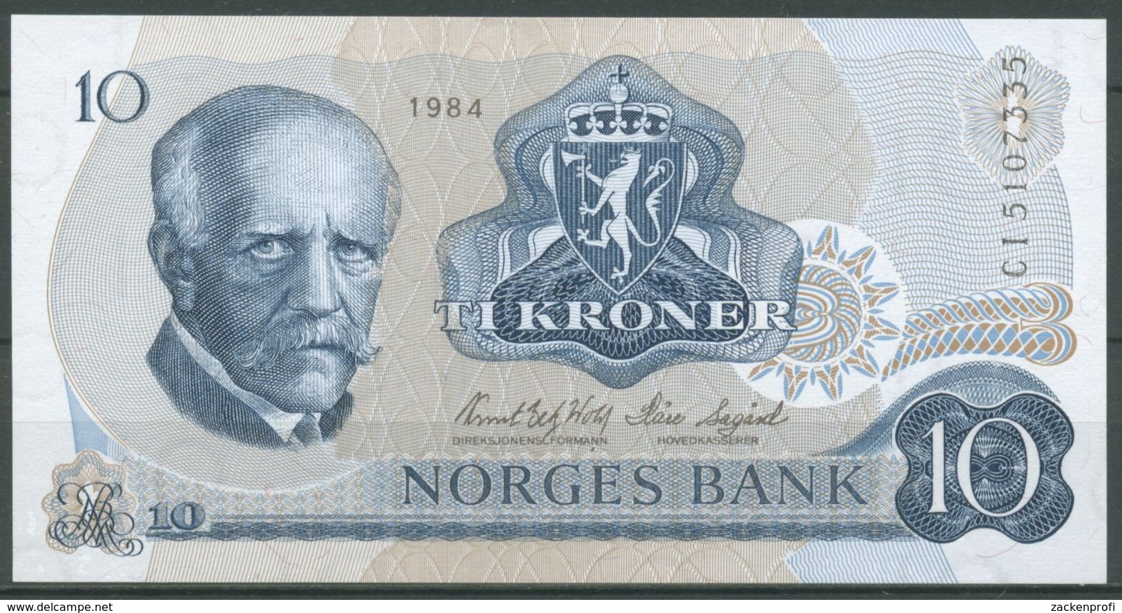 Norwegen 10 Kronen 1984, Fridtjof Nansen, KM 36 C, Kassenfrisch (K99) - Norwegen