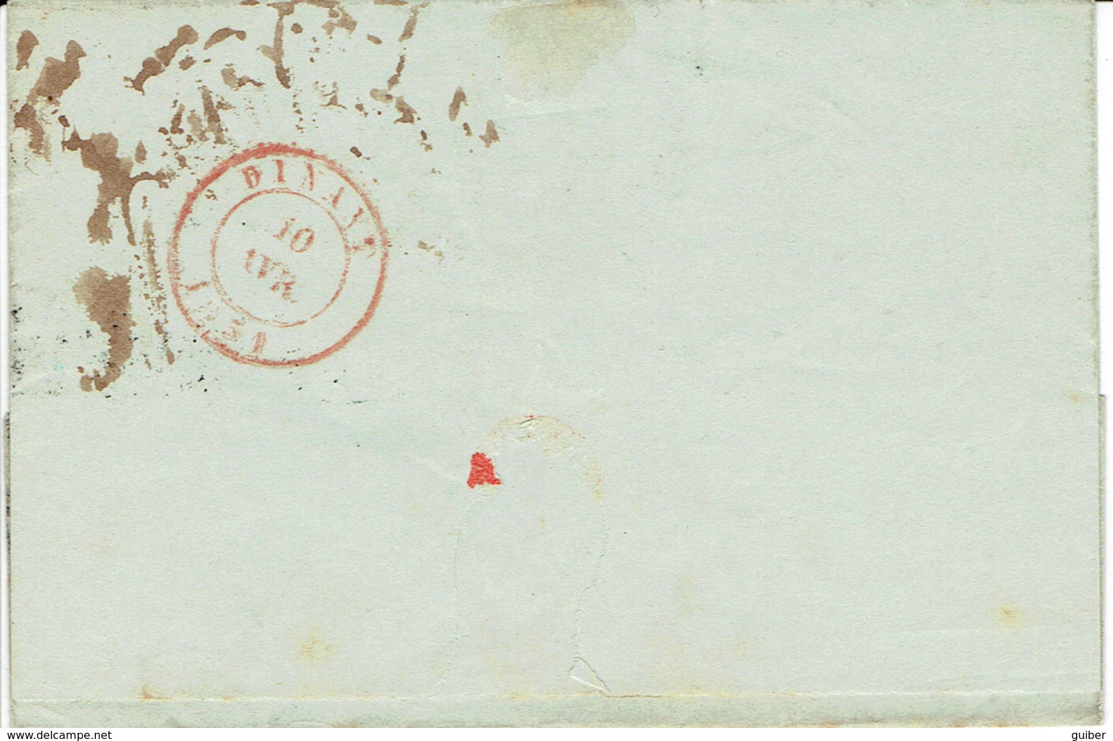 Lettre De Pilippeville (P96) Vers Dinant Du 9/04/1851 COB IOA  9/12 - 1858-1862 Medallions (9/12)
