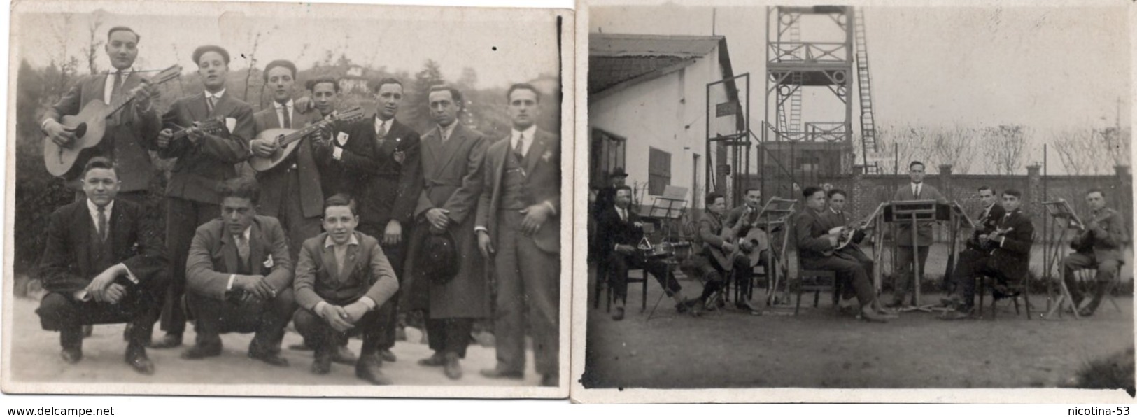 CT-00256- 2 FOTO ORIGINALI - GRUPPO DI SUONATORI DI MANDOLINO E CHITARRE - PRIMI ANNI 1930 - Persone Anonimi