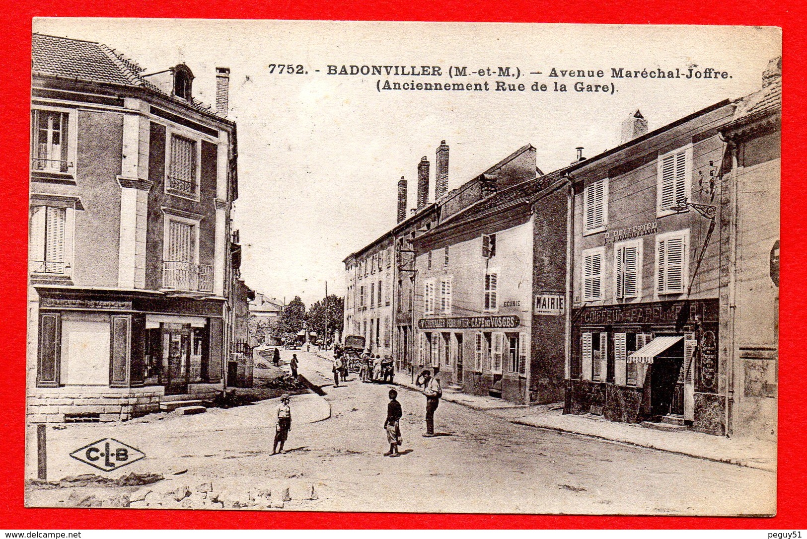 54. Badonviller. Avenue Du Maréchal Joffre. V. Chevalier, Ferblantier. Café Des Vosges. Ecurie. Coiffeur-parfumeur. - Other & Unclassified