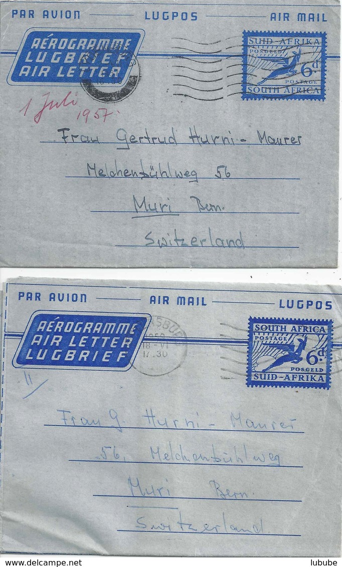 Aérogramme  "Postage/Posgeld"  Lydenburg/Petersburg        1957/59 - Posta Aerea