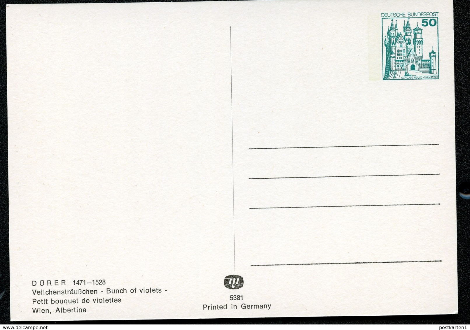 Bund PP103 B1/001 ALBRECHT DÜRER VEILCHENSTRÄUSSCHEN 1979  NGK 5,00 € - Postales Privados - Nuevos