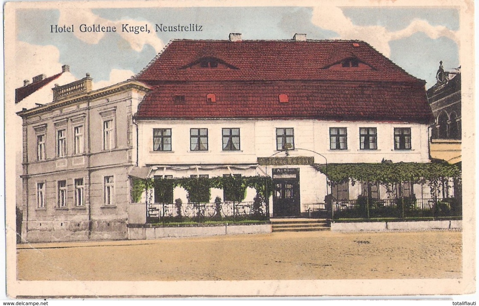 NEUSTRELITZ Mecklenburg Hotel Goldene Kugel Color 24.3.1930 Gelaufen - Neustrelitz