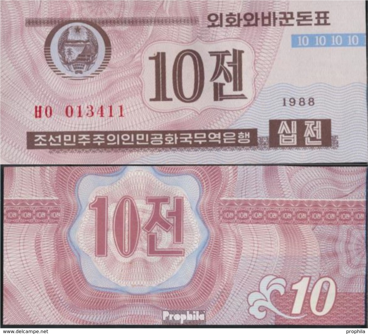 Nord-Korea Pick-Nr: 25 (braun) Bankfrisch 1988 10 Chon - Korea (Nord-)