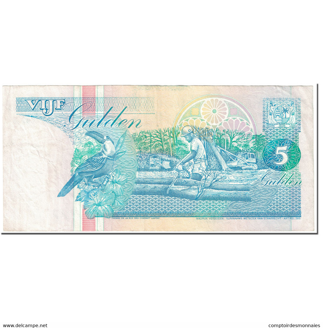 Billet, Surinam, 5 Gulden, 1991, 1991-07-09, KM:136a, TTB - Surinam