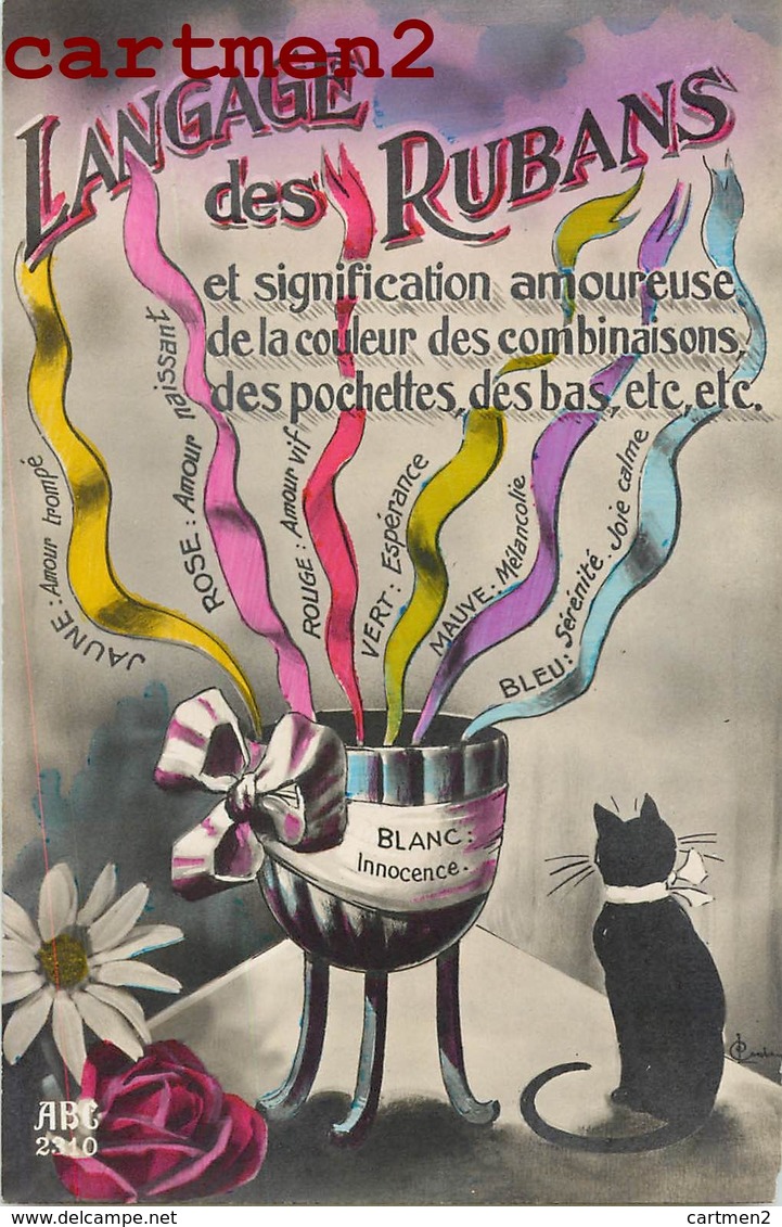 LE LANGAGE DES RUBANS CHAT COULEURS FANTAISIE THEME - Otros & Sin Clasificación