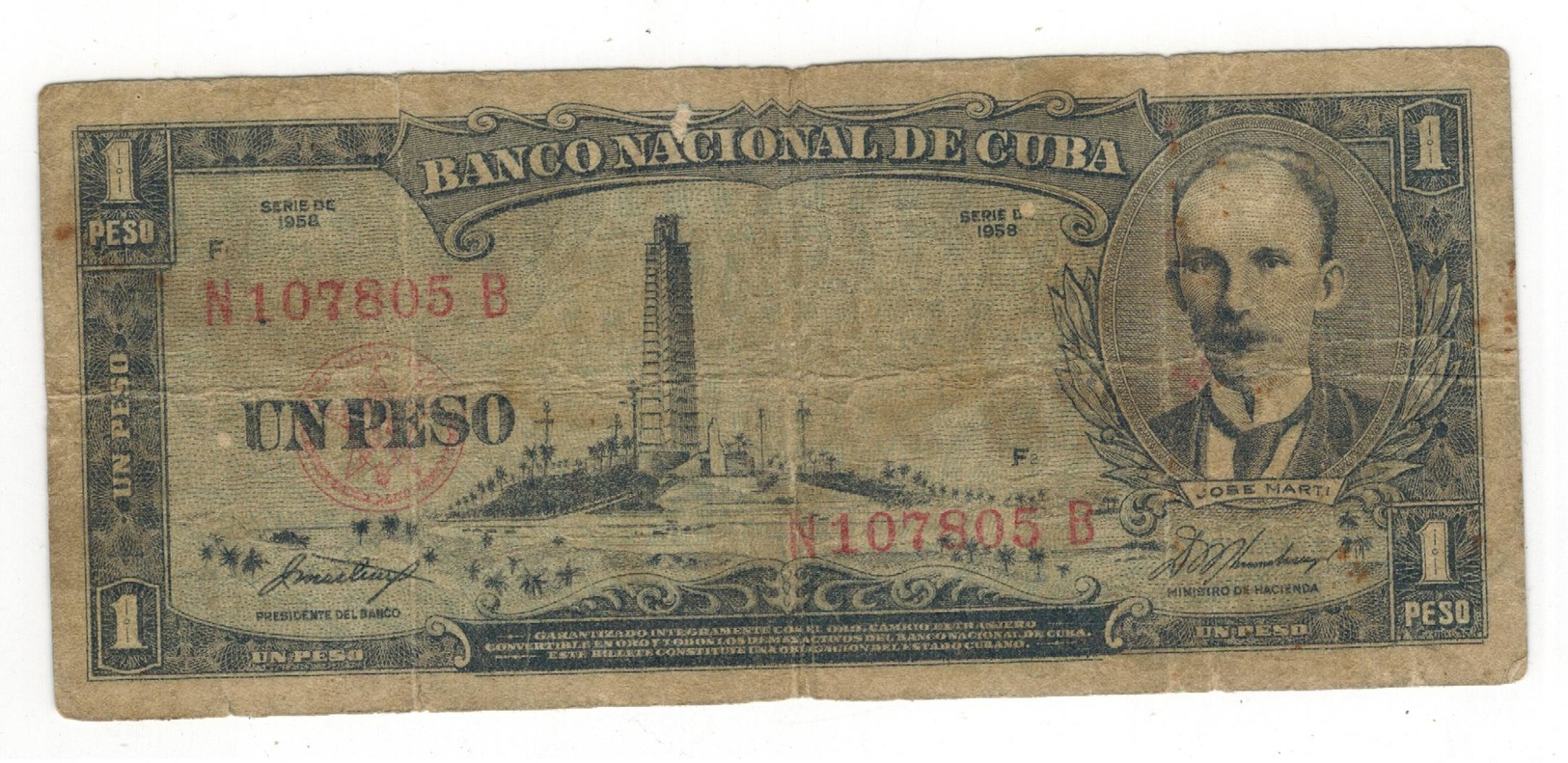Cuba 1 Peso 1958, G. - Cuba