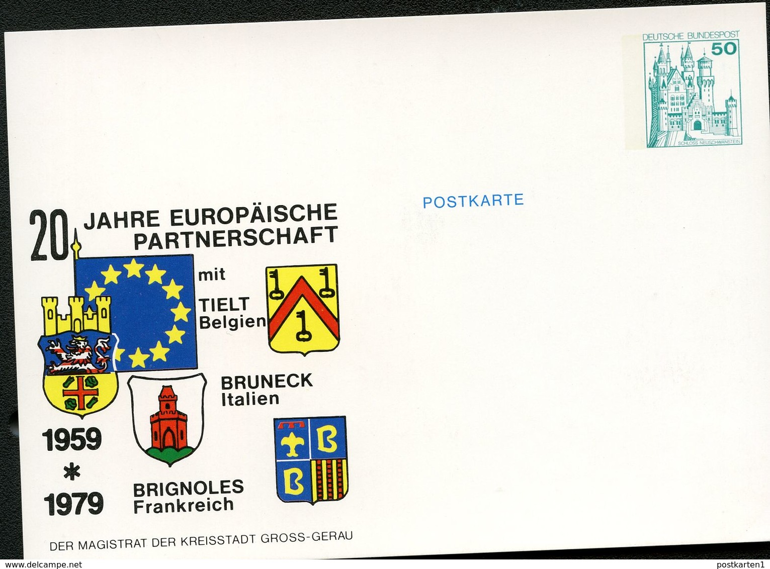 Bund PP103 C2/004 STADTWAPPEN GROSS-GERAU TIELT BRUNECK BRIGNOLES 1979 - Cartes Postales Privées - Neuves