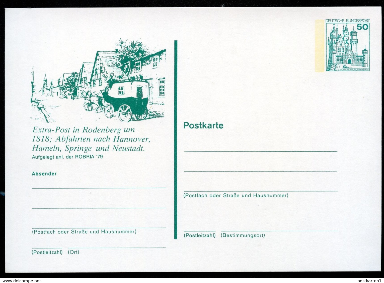Bund PP103 C2/008 RODENBERG POSTKUTSCHE 1979 - Private Postcards - Mint