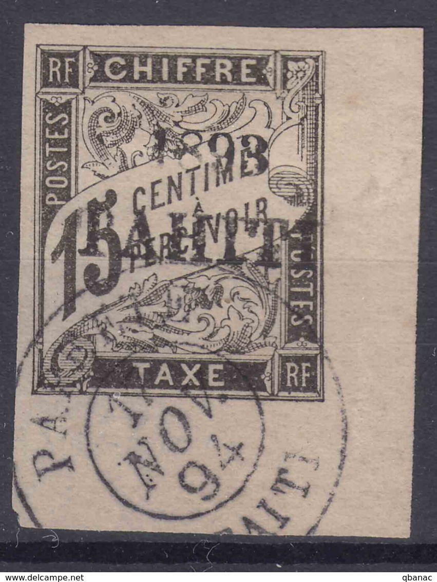 Tahiti 1893 Timbre Taxe Yvert#20 Used, Expert Mark - Usati