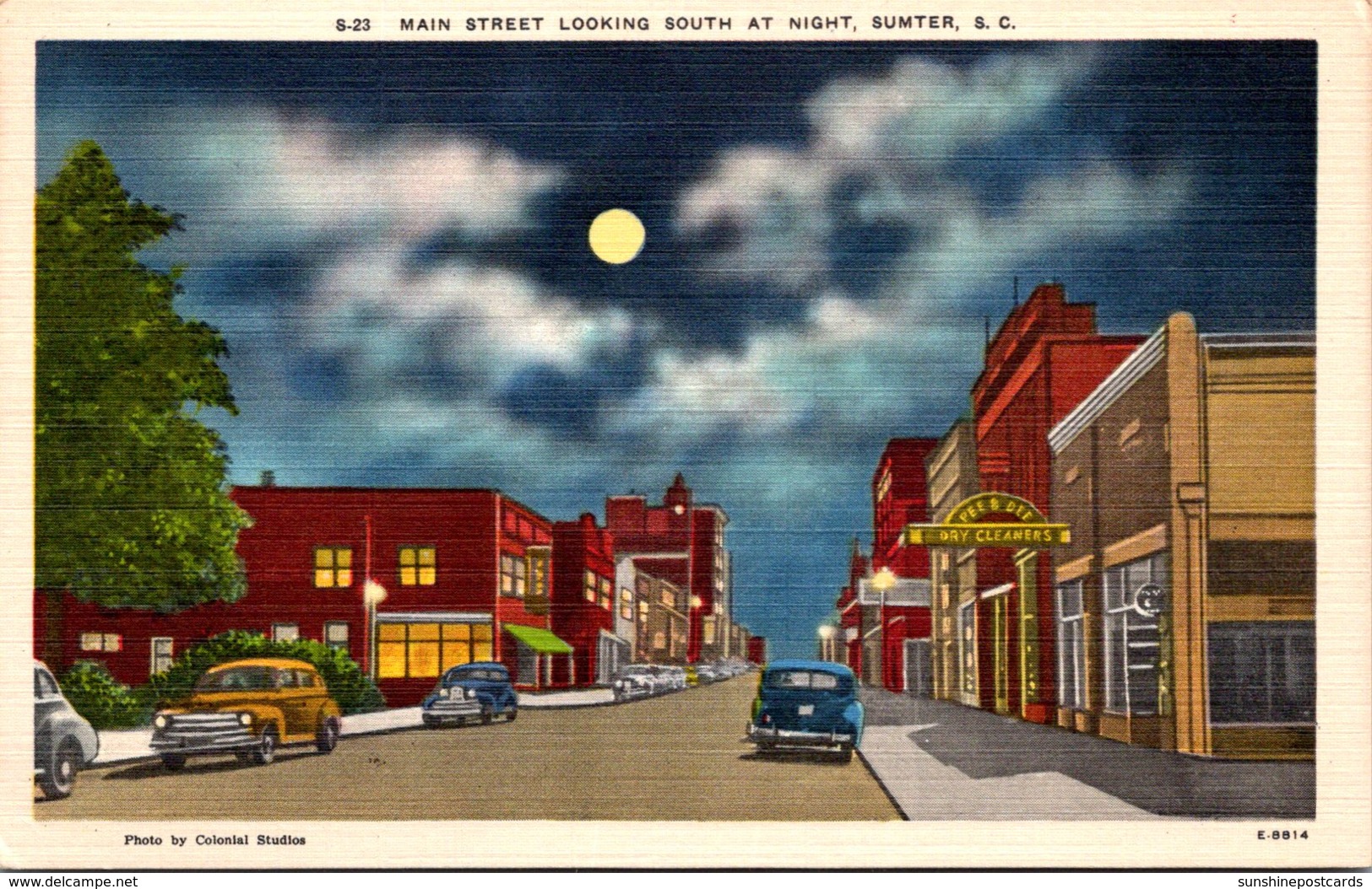 South Carolina Anderson Main Street Looking South At Night - Anderson