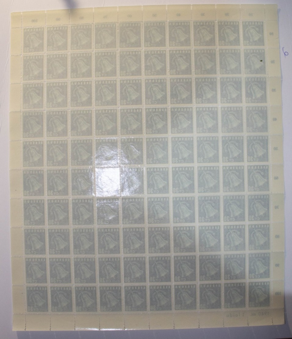 Lithuania Lietuva 1940, MNH Complete Sheet Of 100 Stamps Folded In Half - Litauen