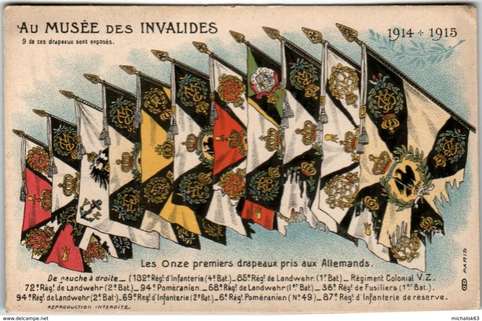 6EA 423 CPA - MUSEE DES INVALIDES - LES ONZE PREMIERS DRAPEAUX PRIS AUX ALLEMAND - Autres & Non Classés