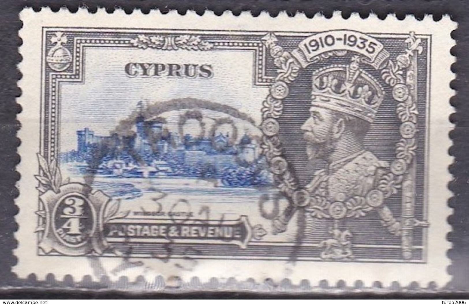 Cancellation TROODOS On CYPRUS 1935 King George V Silver Jubilee 3/4 Piastre Blue / Grey Vl. 138 - Zypern (...-1960)