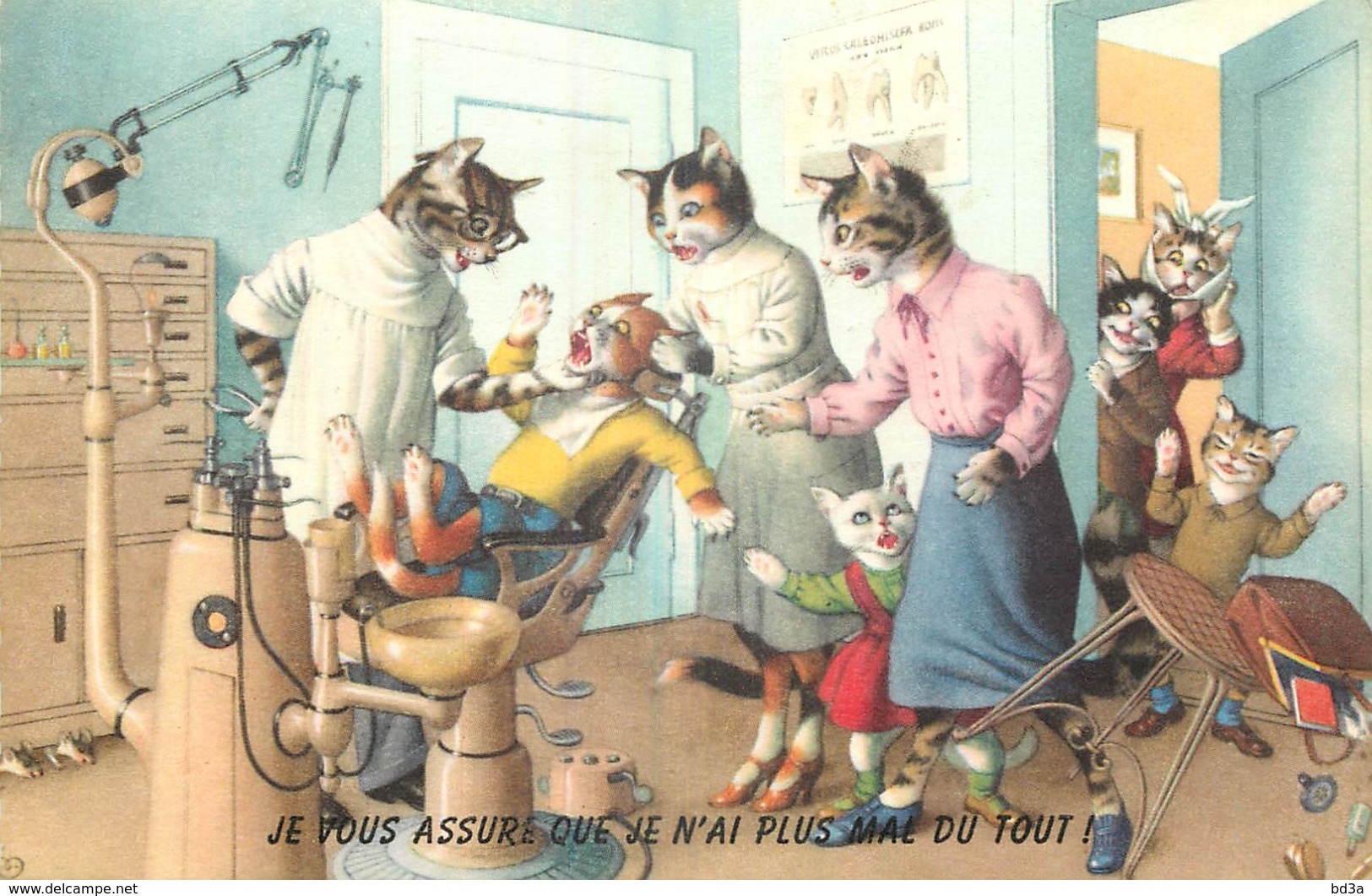 ANIMAUX HABILLES - CHATS CHEZ LE DENTISTE - Animaux Habillés