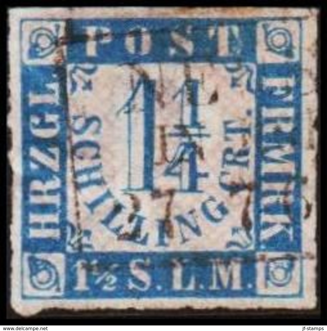 1864. SCHLESWIG-HOLSTEIN & LAUENBURG HRZGL. FRM 1 1 /4 SCHILLING CRT.  (Michel 7) - JF319987 - Schleswig-Holstein