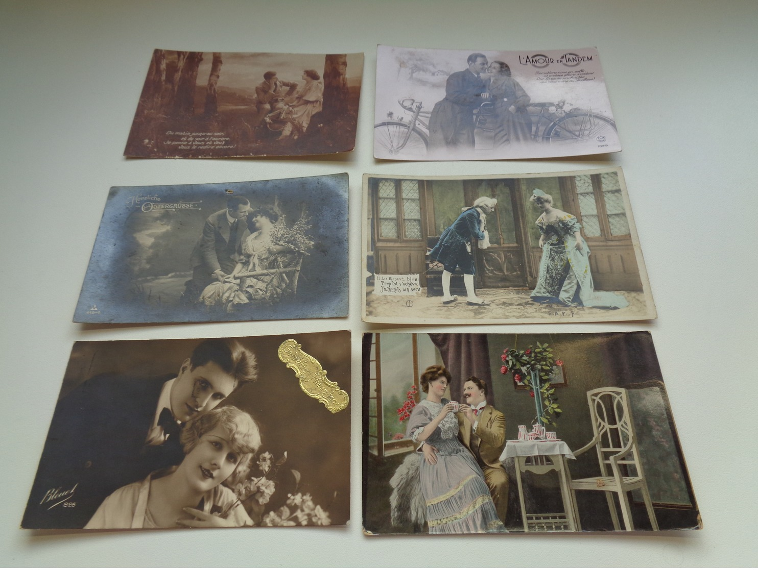 Beau lot de 60 cartes postales de fantaisie  couples  couple    Mooi lot van 60 postkaarten fantasie koppels  koppel