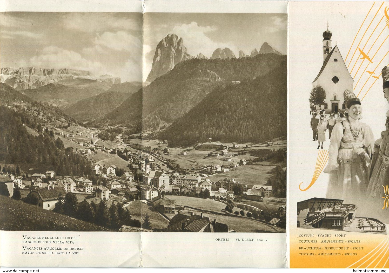 Italien - Ortisei 50er Jahre - Faltblatt Mit 7 Abbildungen - Titelbild / Berann - Dépliants Turistici