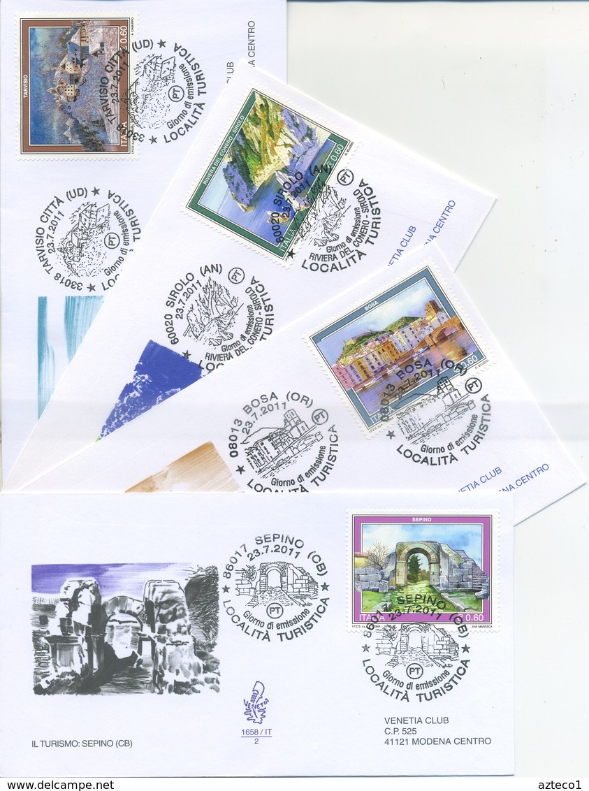 ITALIA - FDC  VENETIA  2011 - TURISMO - TARVISIO - SIROLO - BOSA - SEBINO - FDC