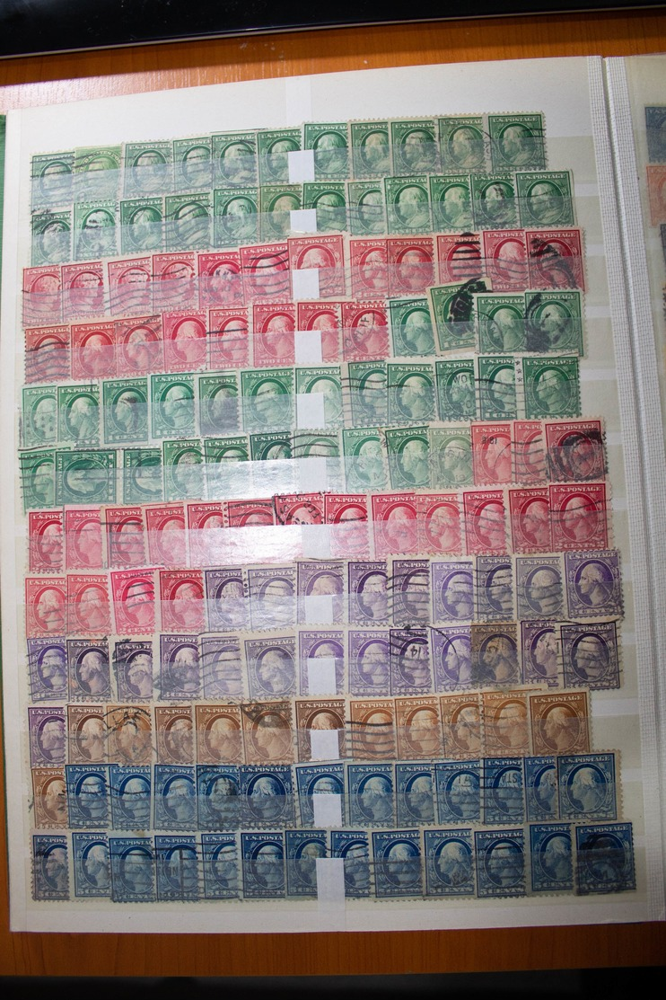 USA - album with different stamps, also contains defective stamps