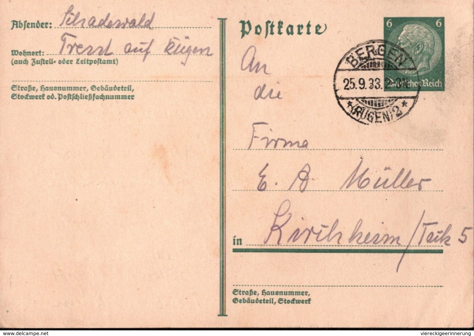 ! 17 Belege 1925-1936 aus Rügen, Göhren, Bergen, Schaprode, Samtens, Altenkirchen, Gaarz, Gingst, Putbus, Dreschvitz, MV