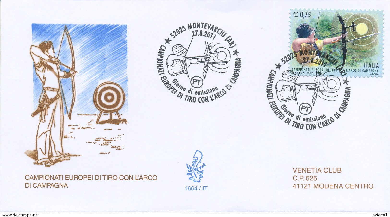 ITALIA - FDC  VENETIA  2011 - EUROPEI DI TIRO CON L'ARCO - SPORT - FDC