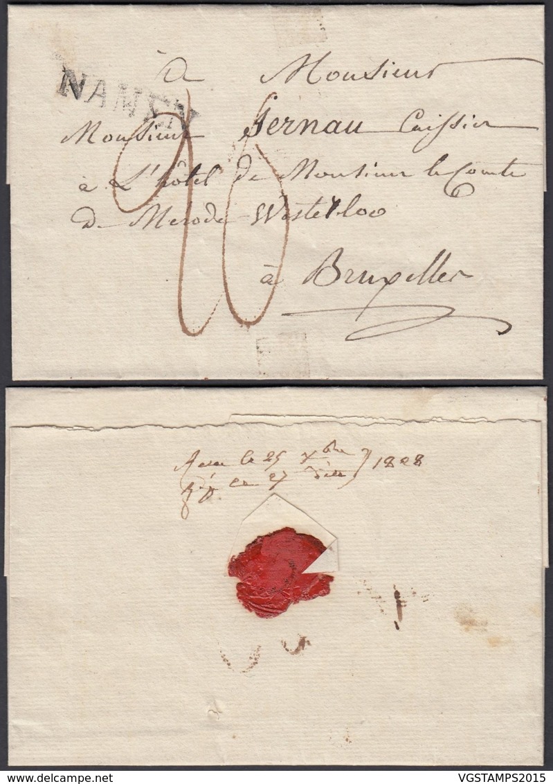 BELGIQUE LETTRE DE NAMUR "NAMEN" 31X6 Mm VERS BRUXELLES SANS CONTENU (DD) DC-6416 - 1815-1830 (Période Hollandaise)