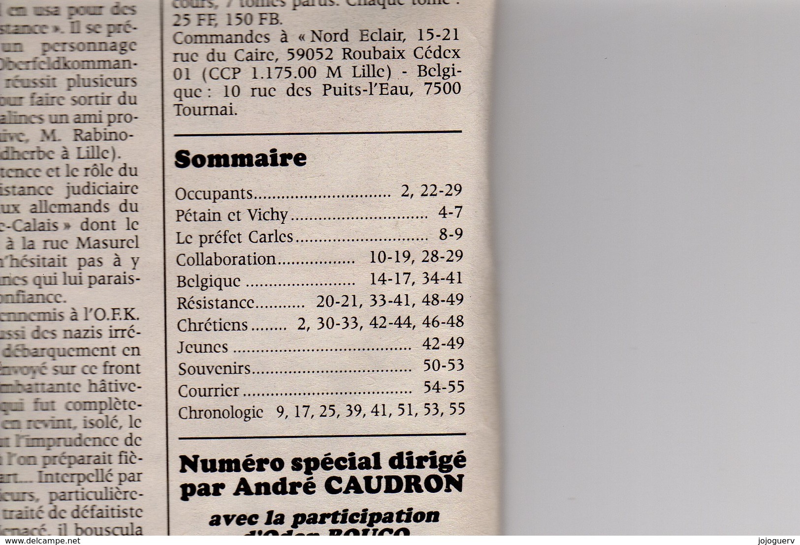 Guerre 1939 1945 Dans Le Nord De La France Et En Belgique :Lille , Vichy , Lens , La JOC, Le Cardinal Liénart...56 Pages - Documents Historiques